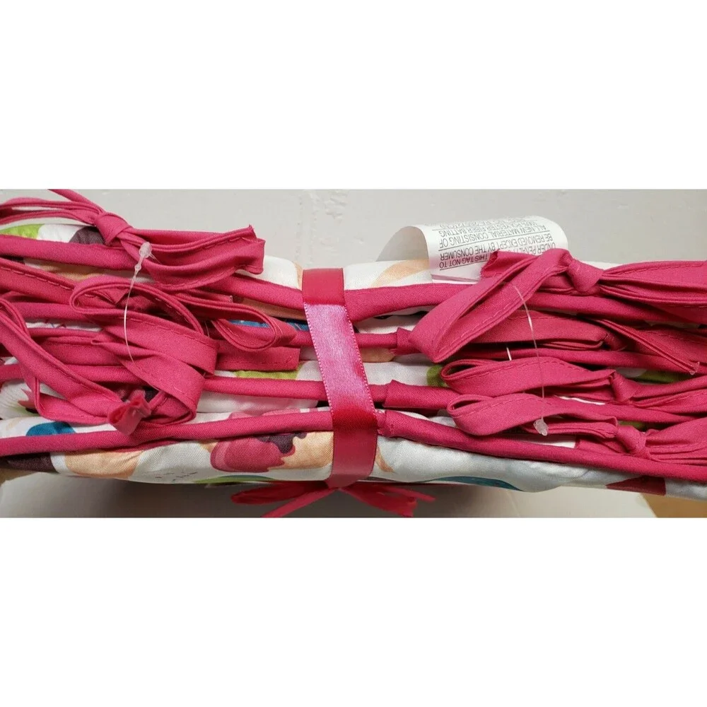 Set of 4 CHAIR PADS CUSHIONS w/pink ties,15
